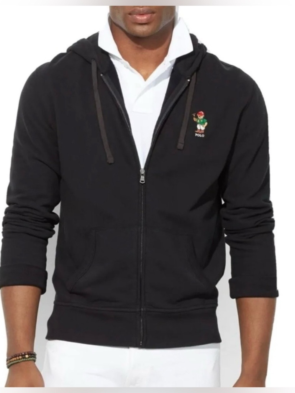 Polo Ralph Lauren Sweatshirt Hoodie Men’s Size Small Bear Full Zip Black Y2K